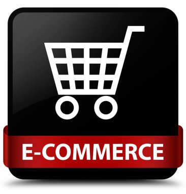 E-ticaret siyah kare düğme kırmızı kurdele orta