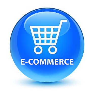 E-ticaret camsı camgöbeği mavi yuvarlak düğmesi