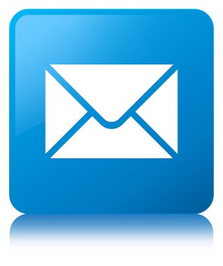 E-posta kutsal kişilerin resmi camgöbeği mavi kare düğme