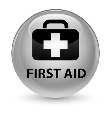 İlk yardım camsı beyaz yuvarlak düğmesi