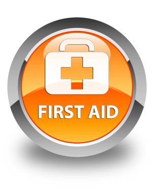 İlk yardım parlak turuncu yuvarlak düğme