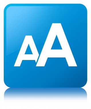 Yazı tipi boyutu kutsal kişilerin resmi camgöbeği mavi kare düğme