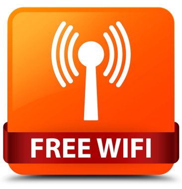 Ücretsiz wifi (wlan ağ) turuncu kare düğme kırmızı kurdele midd