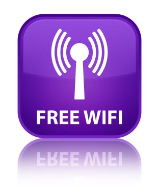 Ücretsiz wifi (wlan ağ) özel mor kare düğme