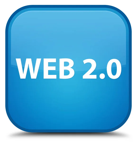 Web 2.0 specjalnych cyan niebieski przycisk kwadratowy — Zdjęcie stockowe