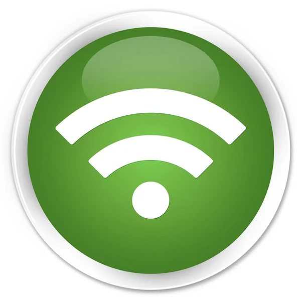 Іконка Wi-Fi преміум м'яка зелена кругла кнопка — стокове фото