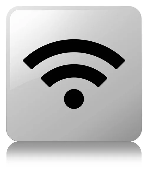 Wi-Fi ikonu bílé čtvercové tlačítko — Stock fotografie