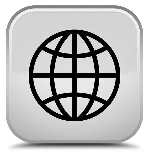 Világ ikon különleges fehér négyzet gomb — Stock Fotó