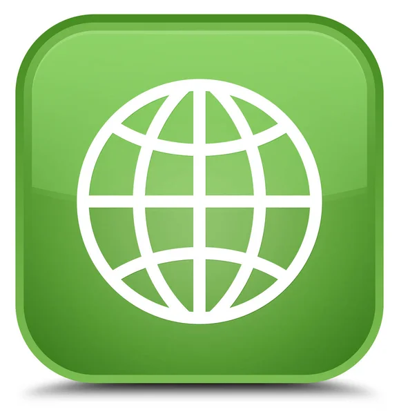 World icon special soft green square button — Stock Photo, Image