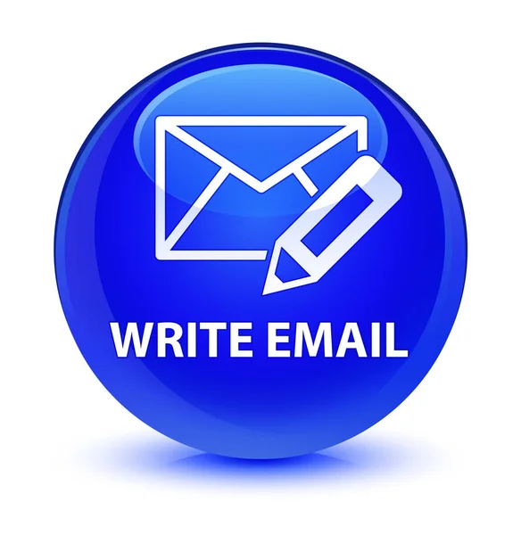 Escriba el botón redondo azul vidrioso del email —  Fotos de Stock