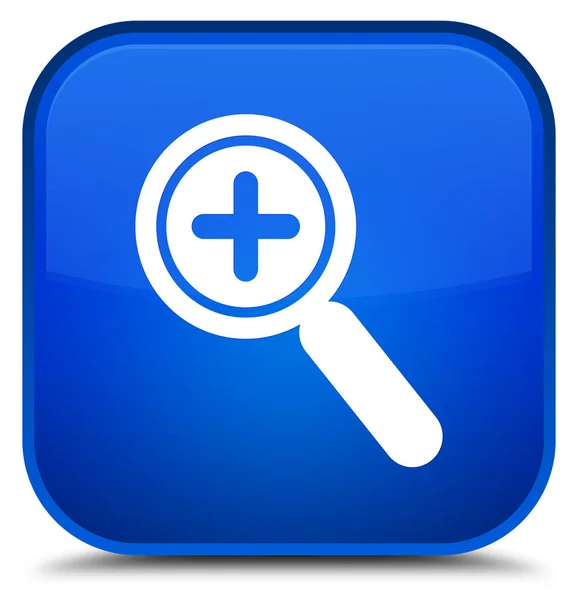 Zooma in ikonen speciella blå fyrkantiga knappen — Stockfoto