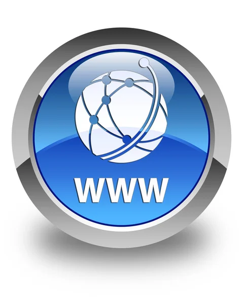 WWW (global network icon) glossy blue round button — Stock Photo, Image