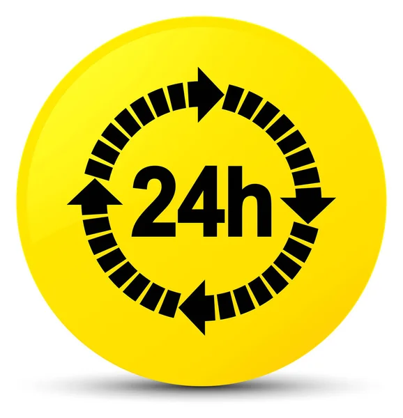 24 hours delivery icon yellow round button — Stock Photo, Image