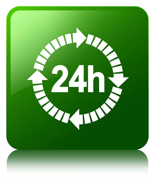 24 órás kiszállítás ikon zöld négyzet gomb — Stock Fotó
