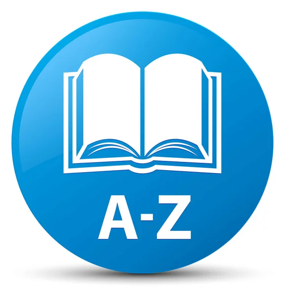 A-z (书籍图标) 青色蓝色圆形按钮 — 图库照片