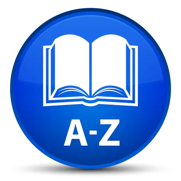 A-Z (ikonę książki) specjalne niebieski okrągły przycisk — Zdjęcie stockowe