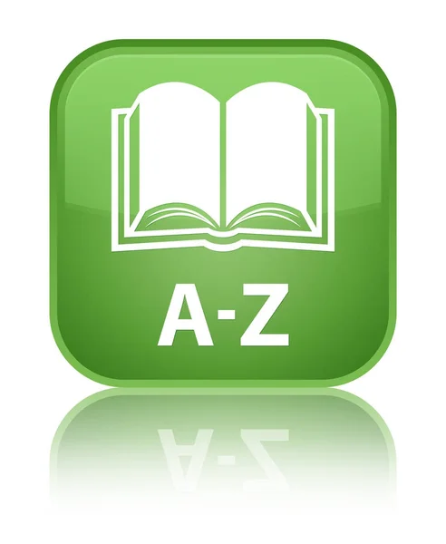 A-Z (ikonę książki) specjalny miękki zielony przycisk kwadratowy — Zdjęcie stockowe