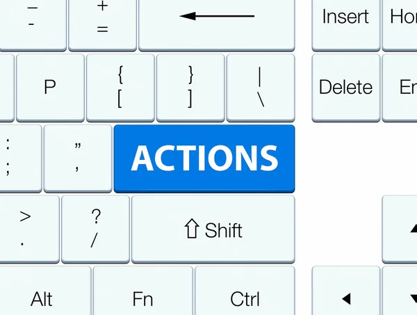 Ações botão teclado azul — Fotografia de Stock
