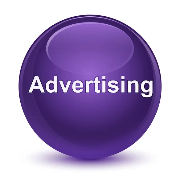 Реклама скляно-фіолетової круглої кнопки — стокове фото