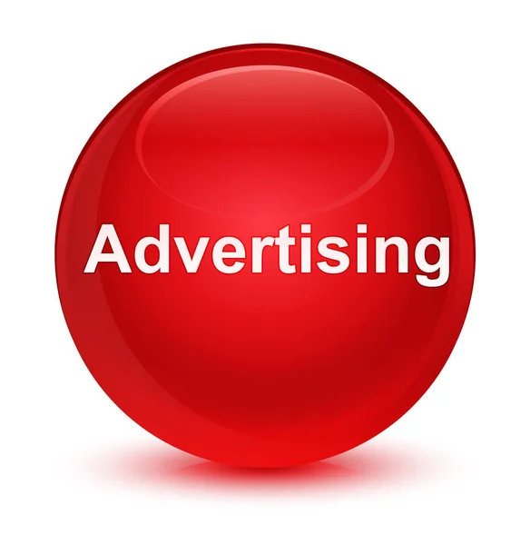 Υαλώδη κόκκινο στρογγυλό κουμπί διαφήμιση — Φωτογραφία Αρχείου