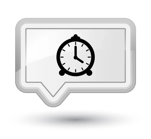 Alarm clock icon prime white banner button — Stock Photo, Image