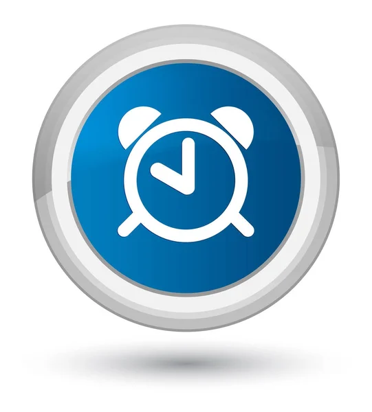Despertador icono de reloj primer botón redondo azul — Foto de Stock