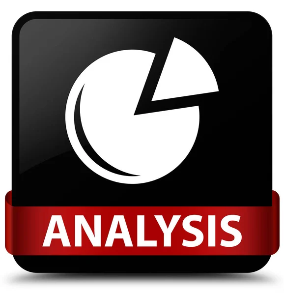Analizy (ikonę wykresu) czarny kwadratowy przycisk czerwoną wstążką w środku — Zdjęcie stockowe