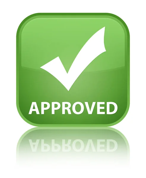 Approved (validate icon) special soft green square button — Stock Photo, Image