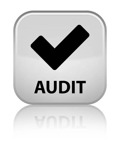 Audit (érvényesít ikon) különleges fehér négyzet gomb — Stock Fotó