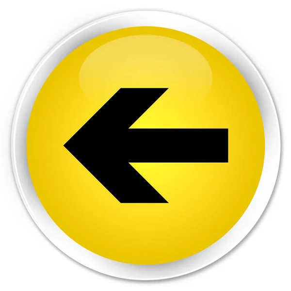 Назад піктограма стрілки преміум-жовта кругла кнопка — стокове фото