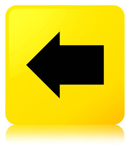 Ícone de seta traseira botão quadrado amarelo — Fotografia de Stock