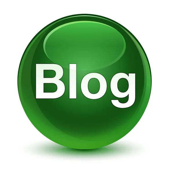 Blog bouton rond vert doux vitreux — Photo
