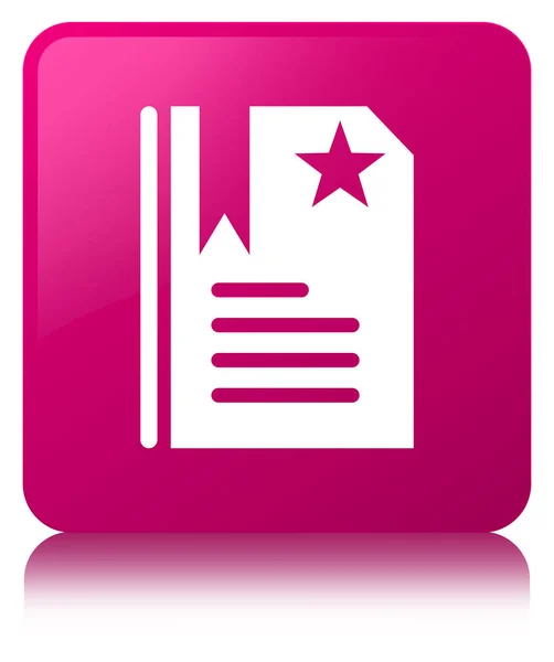 Ícone de marcador botão quadrado rosa — Fotografia de Stock