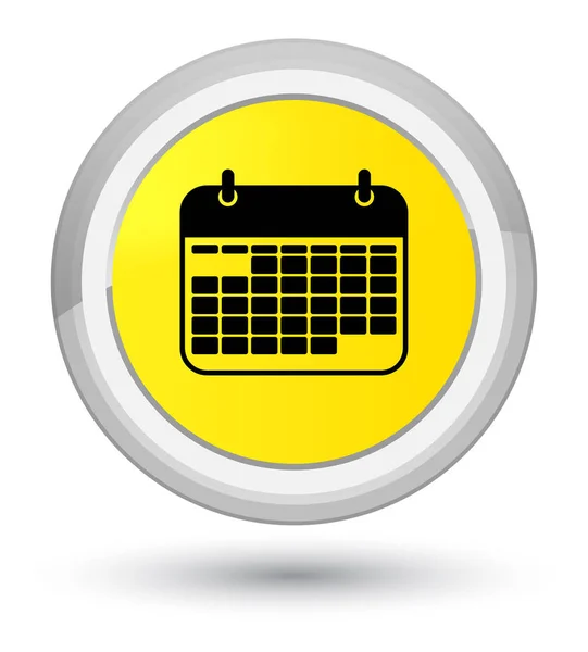 Icona del calendario primo pulsante rotondo giallo — Foto Stock