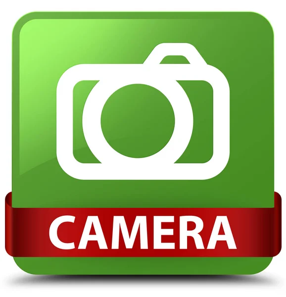 Camera soft green square button red ribbon in middle — Stock Photo, Image