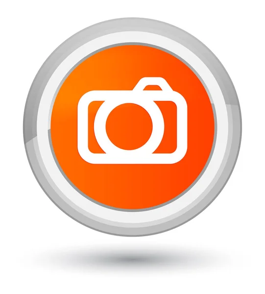 Kamera simgesi turuncu yuvarlak düğmesine asal — Stok fotoğraf