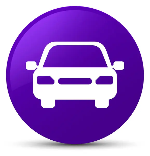 紫色の車のアイコン ラウンド ボタン — ストック写真