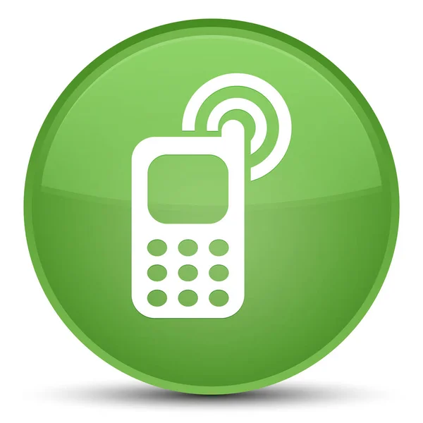 Mobil zvoní speciální měkké zelené kulaté tlačítko — Stock fotografie