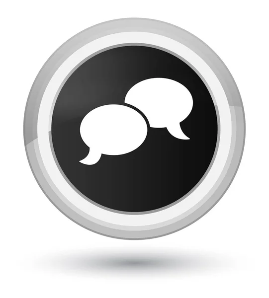 Chat bubble icon prime black round button — Stock Photo, Image