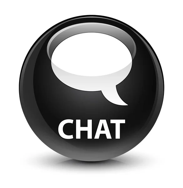 Chat glassy black round button — Stock Photo, Image