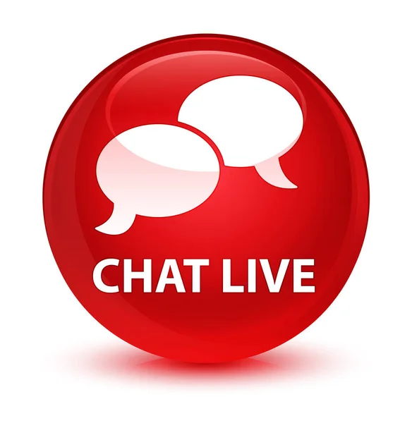 Chat live glassy red round button — Stock Photo, Image