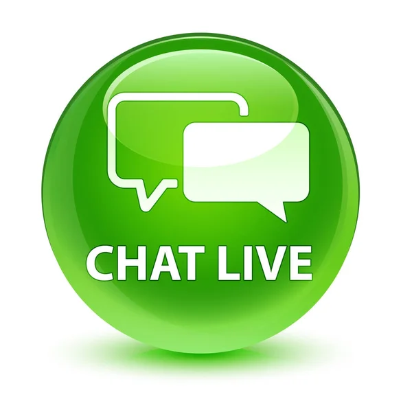 Chat en vivo cristal verde botón redondo —  Fotos de Stock