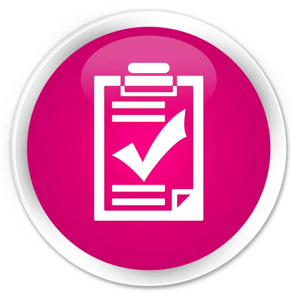 Ícone da lista de verificação botão redondo rosa prémio — Fotografia de Stock