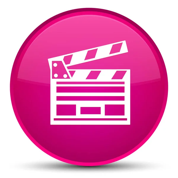Ícone clipe de cinema botão redondo rosa especial — Fotografia de Stock