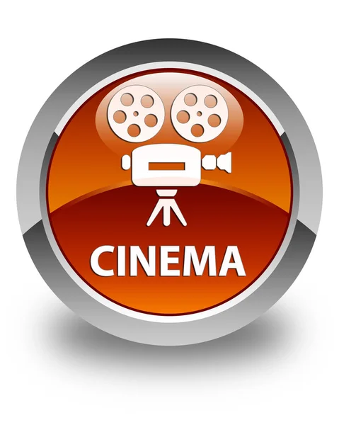 Cinema (video camera icon) glossy brown round button — Stock Photo, Image