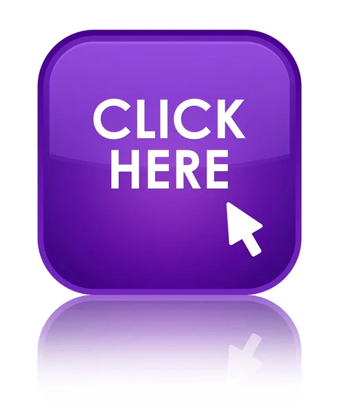 Haga clic aquí botón cuadrado púrpura especial —  Fotos de Stock