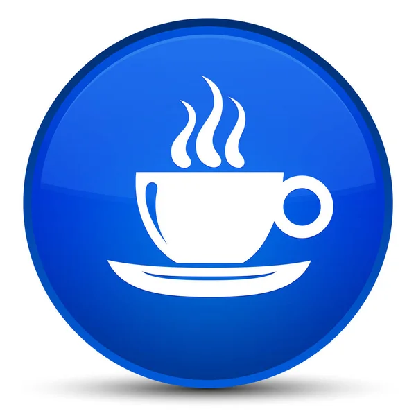 커피 컵 아이콘 특별 한 블루 라운드 버튼 — 스톡 사진
