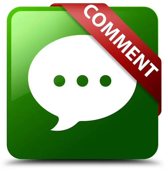 댓글 (대화 아이콘) co에 녹색 사각형 버튼 레드 리본 — 스톡 사진