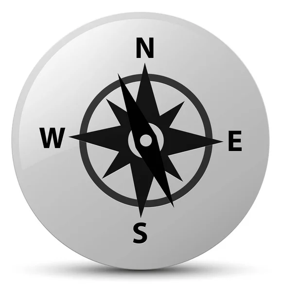 Bílé kulaté tlačítko kompasu ikona — Stock fotografie