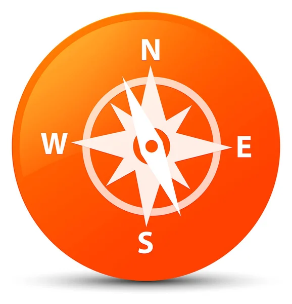 Brújula icono naranja botón redondo —  Fotos de Stock
